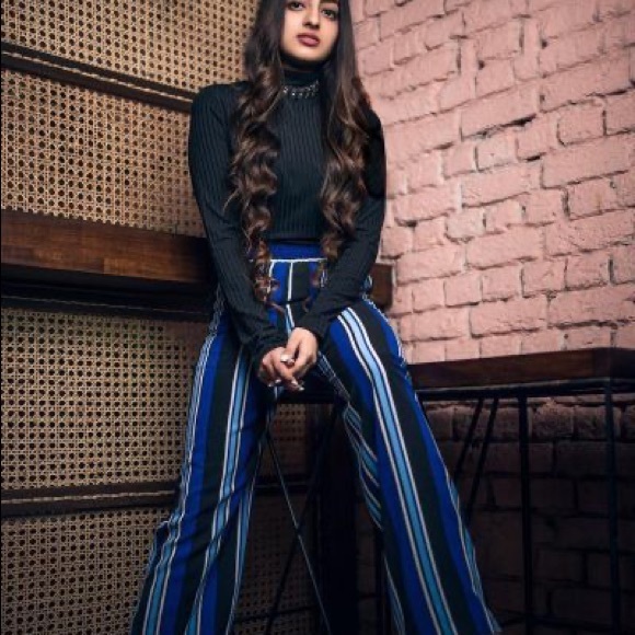 Forever 21 Pants - Black, blue and white striped pants BRAND NEW